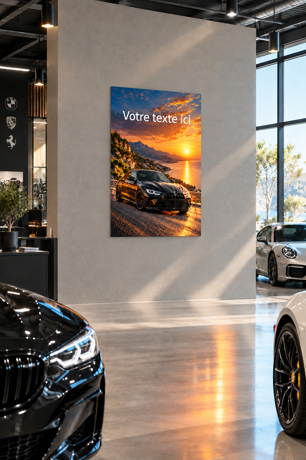 Tableau en aluminium personnalisé dans un showroom professionnel