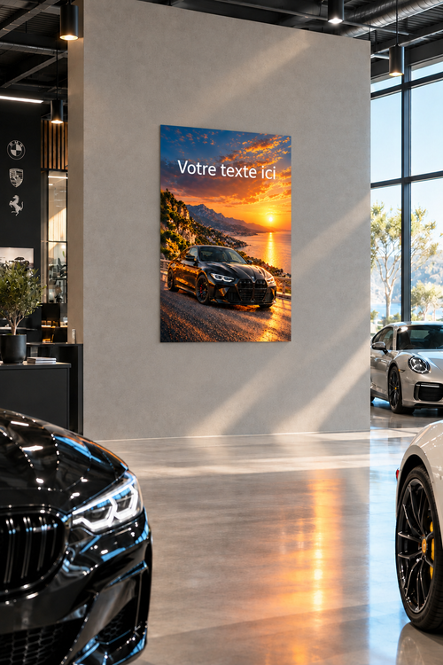 Tableau en aluminium personnalisé dans un showroom professionnel