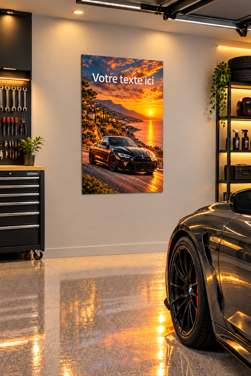 Tableau en aluminium personnalisé dans un garage particulier